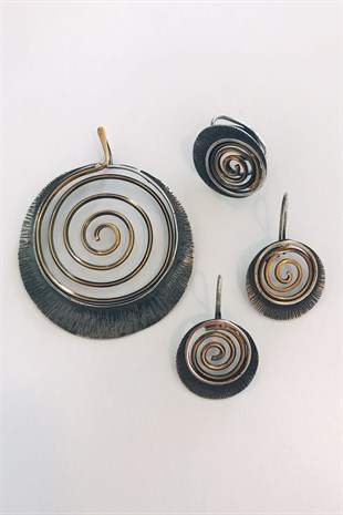 Spiral Tasarım Gümüş Takı Seti